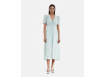 Robe longue manche courte boutonne devant blue/green
