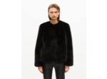 Manteau court effet fourrure noir black