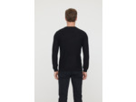 Pull basique col rond maille fantaisie en coton bio avec print poitrine