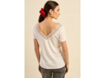 T-shirt, décolleté dos avec broderie