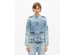 Veste style officier en denim bleu