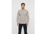 Chemise allover, détails contrastés et manches retroussables