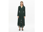 Robe longue plissée verte wood kaki