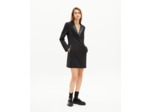 Robe courte en laine et col en cuir noire black