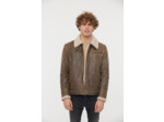 Blouson aviateur en cuir avec sherpa