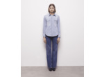 Chemise Ml En Denim Rayé Bleu Et Blanche, Détail De Poche Western blue denim