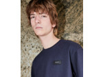 Tshirt Manche Courte Avec Patch En Cuir navy