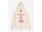 Sweatshirt zippe a capuche avec print ecru