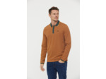 Polo manches longues détails col et poignet zip et broderie poitrine contrastée