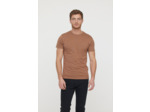 T-shirt basique col rond manches courtes en coton bio avec print poirtine