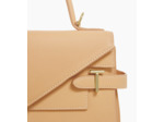 Sac à main double rabat moyen modèle Emilie en cuir grainé