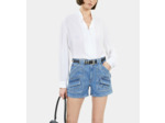 Chemise écrue en soie avec plissage ecru