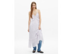 Robe longue avec volants lilas violet
