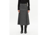 Jupe longue portefeuille en pied de puce noir et gris light grey mel/white