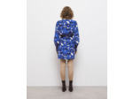 Robe Portefeuille Courte Imprimée En Soie blue