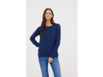 Pull basique col rond en coton bio et laine recyclée