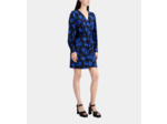 Robe portefeuille courte imprimée en soie black blue