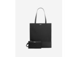Tote bag en canvas et cuir grainé noir black