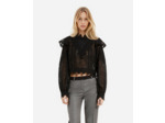 Top a manches longues col montant en dentelle black