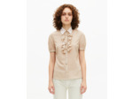 Chemise manches courtes à pois beige beige / red