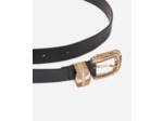 Ceinture En Cuir Noir Avec Boucle À Stries Et Strass black