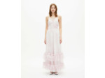 Robe longue a bretelles en mesh white - pink