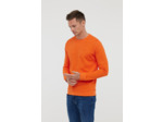 Sweat basique en molleton, col / poignet et bas corps en rib, print poitrine, contient du coton biologique