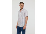 Chemise rayée en tissu seersucker, manches courtes et broderie poitrine