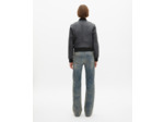 Blouson en cuir effet vintage noir black washed