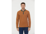 Polo manches longues détails col et poignet zip et broderie poitrine contrastée