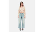 Top Imprimé En Soie Avec Volants beige / red