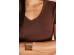 T-shirt col V en coton ADAM