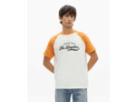 T-shirt manches courtes raglants a print ecru