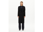 Manteau long croisé en laine noir black