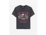 T-Shirt Noir Avec Sérigraphie Racing Skull black washed