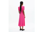 Robe longue manche courte boutonne devant fushia