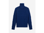 Pull col cheminee zippe et torsades royal blue - dark navy