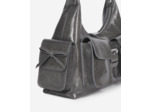 Sac amelia en cuir craquelé gris grey