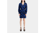 Robe portefeuille courte imprimée en soie black blue