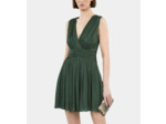 Robe Courte Tissu Crinkle Verte wood kaki
