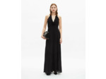 Robe longue dos nu detail fleur black