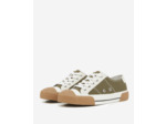 Sneakers Basses En Toile Avec Empiecements En Cuir