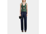 Pantalon A Pinces Fluide Avec Chaine navy