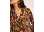 Blouse ample à manches longues imprimé multicolore