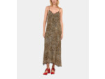 Robe nuisette longue en soie imprimé léopard leopard