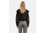 Top a manches longues col montant en dentelle black