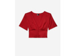 Top Rouge Court À Pois Jacquard oriental red