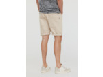 Short straight fit en jog légèrement délavé, taille avec lien de serrage, jambes courtes à revers piqués