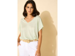 Pull sans manches col V 100% lin