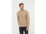 Pull basique col rond maille fantaisie en coton bio avec print poitrine